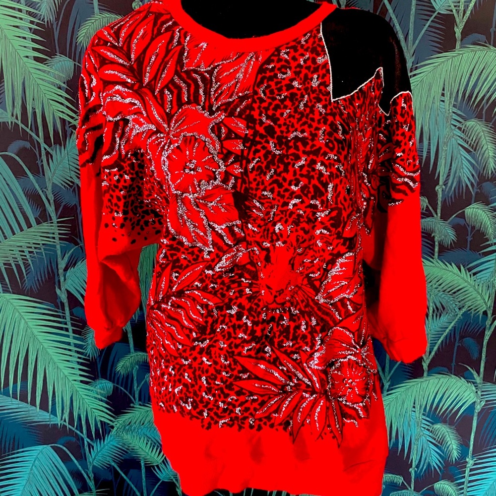Rad 80’s Glitter Cheetah Print Sweatshirt